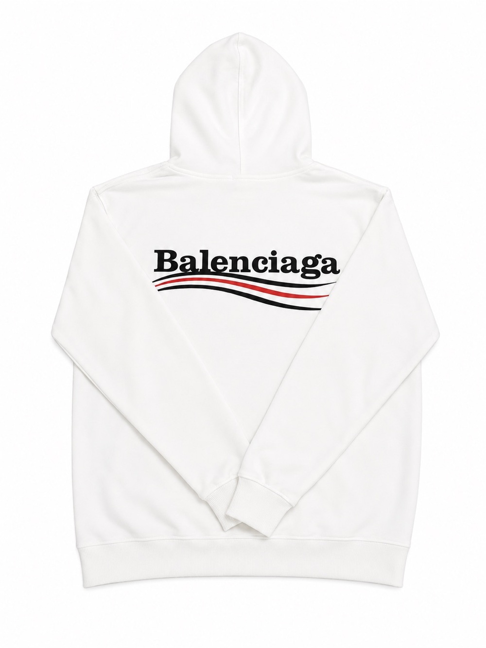 Balenciaga White Hoodie with Tricolor Wave Logo